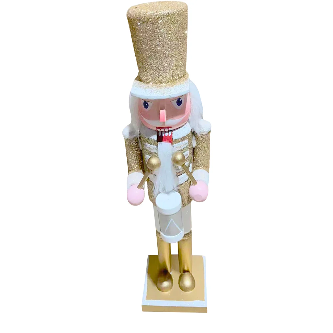 Cascanueces Soldado Con Tambor Dorado-Blanco