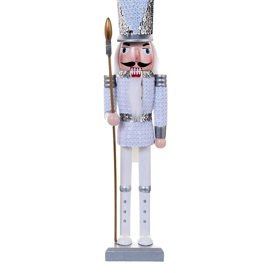 Cascanueces Soldado Plateado Blanco