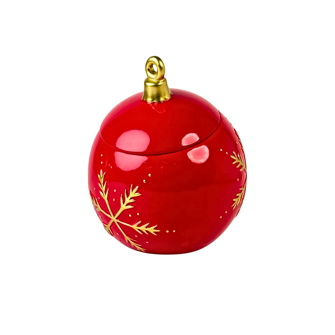 Envase Con Tapa Bola de Navidad Rojo