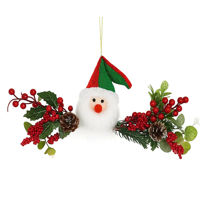 Follaje Con Santa Nieve Cerezos Y Piñas