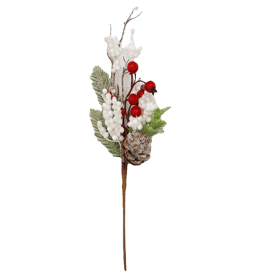 Follaje Navideño Blanco -Rojocon Cerezos Y Piña