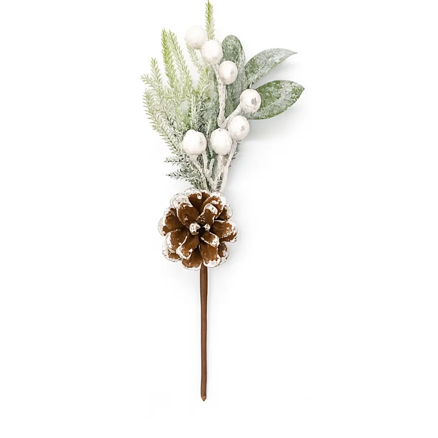 Follaje Navideño Con Cerezos Blanco Con Piña