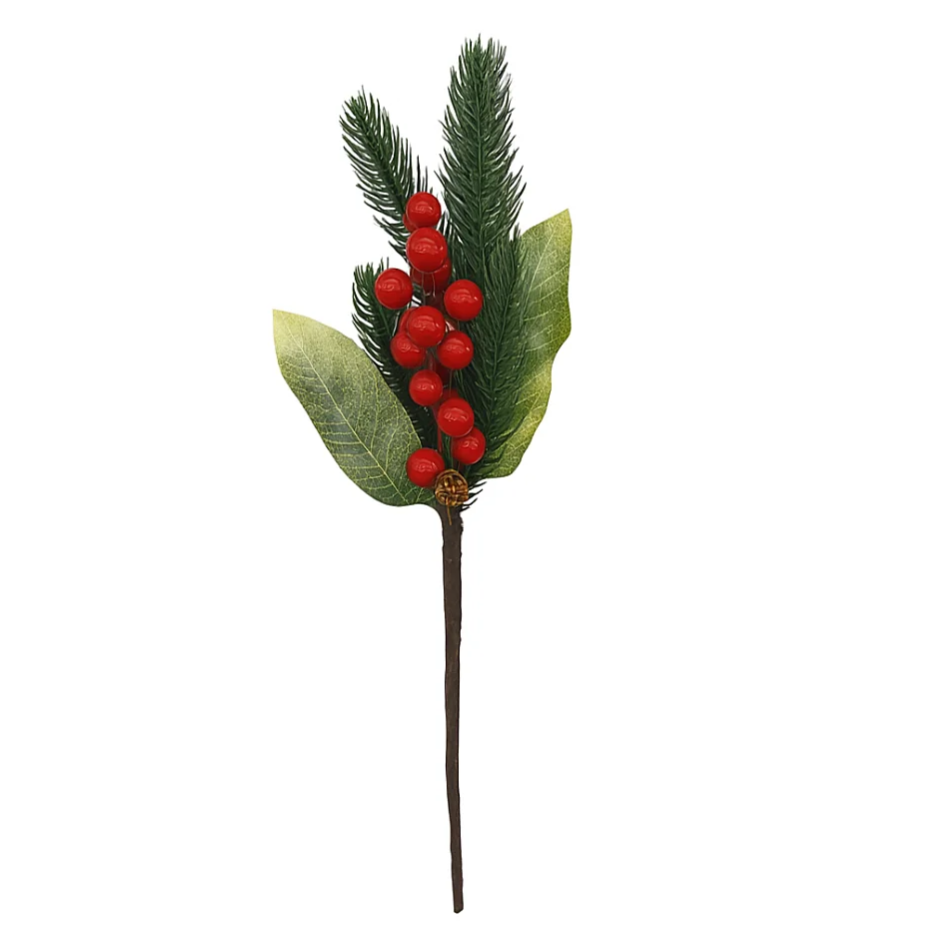 Follaje Navideño Con Cerezos Rojos Y Hojas