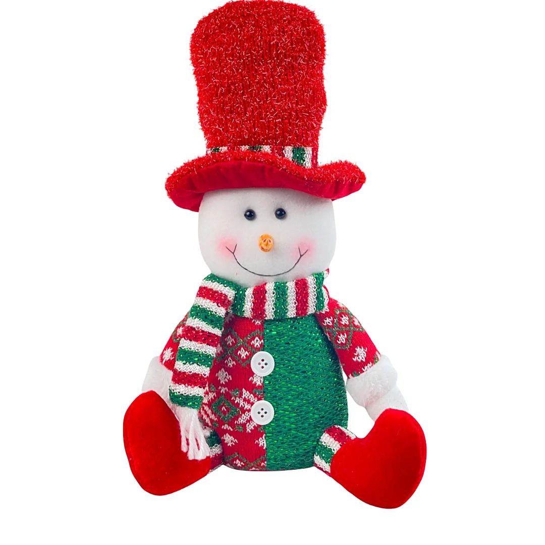 Hombre de Nieve Sentado Rojo -Verde