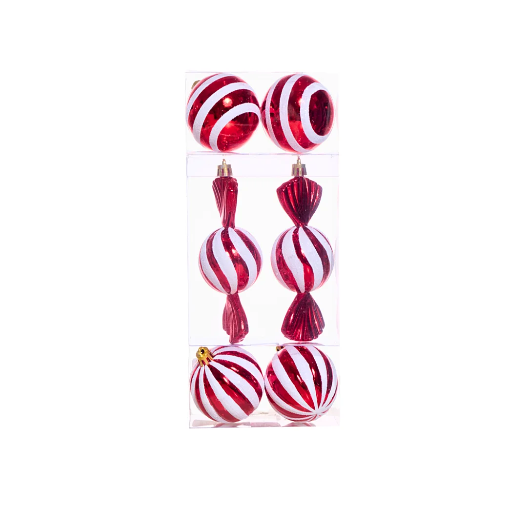 Juego de Ornamentos Dulces Rojo-Blanco *6 Unidades