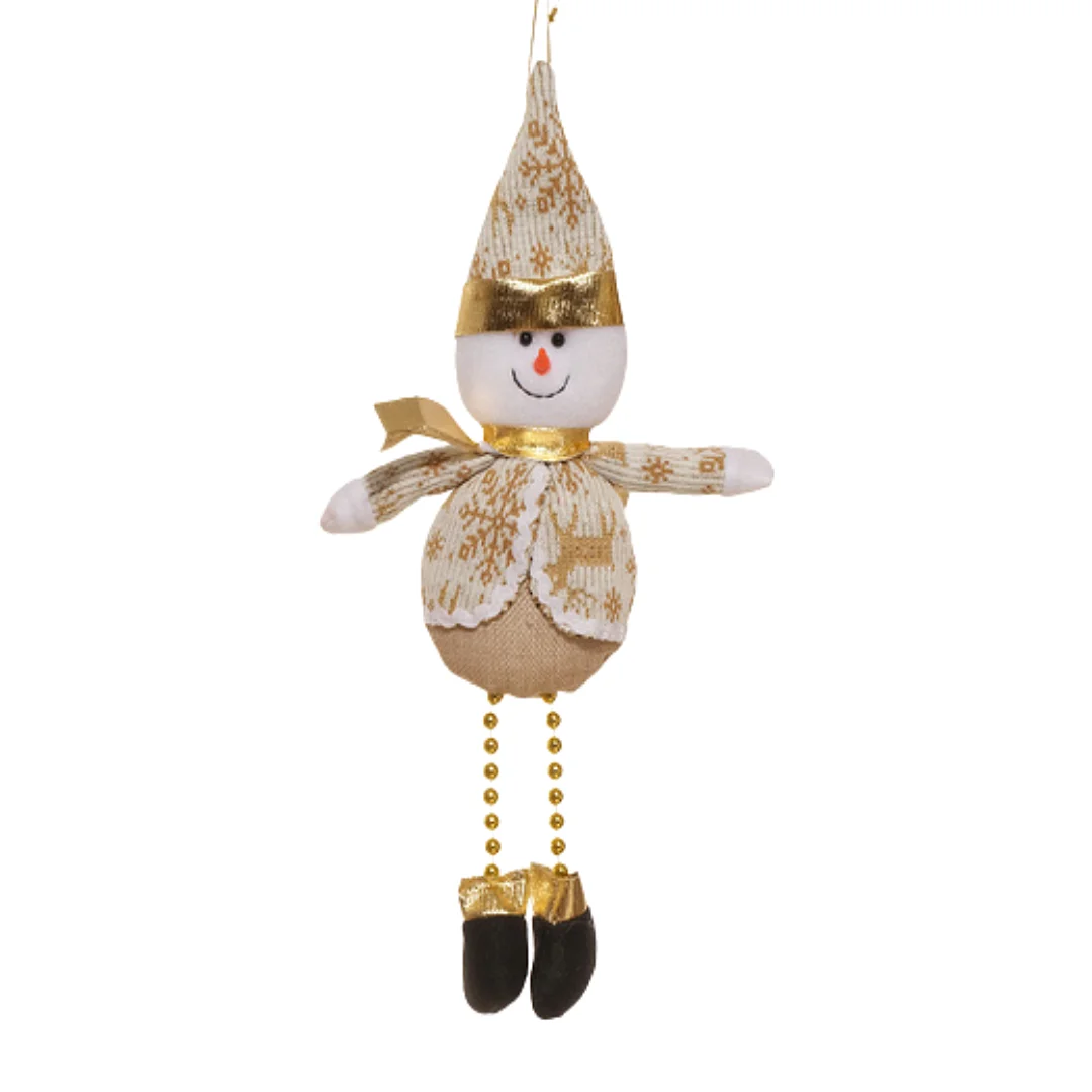 Ornamento Colgante Muñeco de Nieve de Patas Moviles Dorado