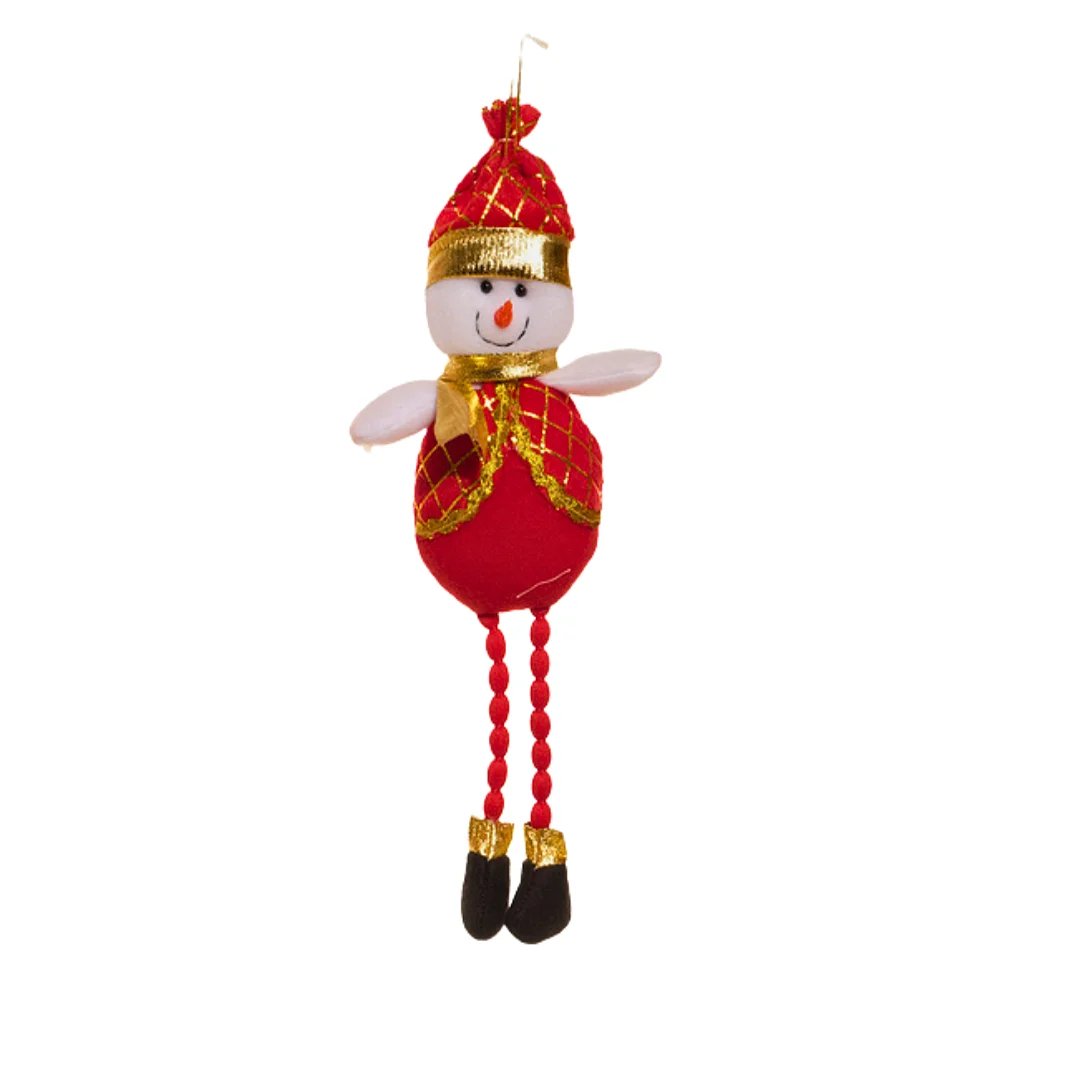 Ornamento Colgante Muñeco de Nieve de Patas Moviles Rojo