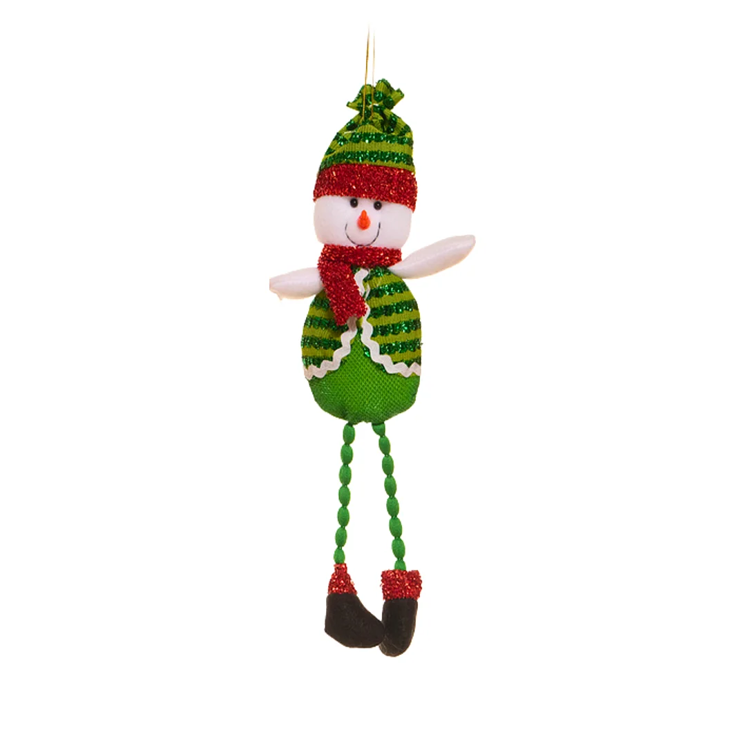 Ornamento Colgante Muñeco de Nieve de Patas Moviles Verde