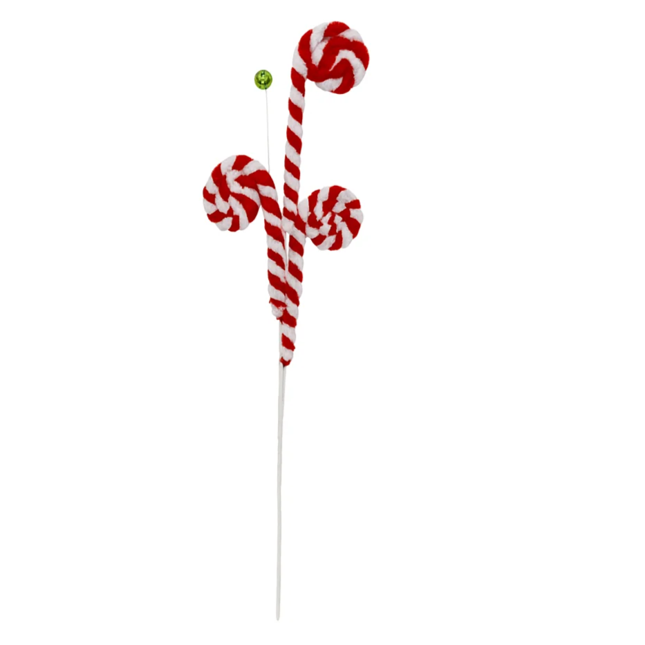 Pick Navideño Baston Caramelo Blanco -Rojo