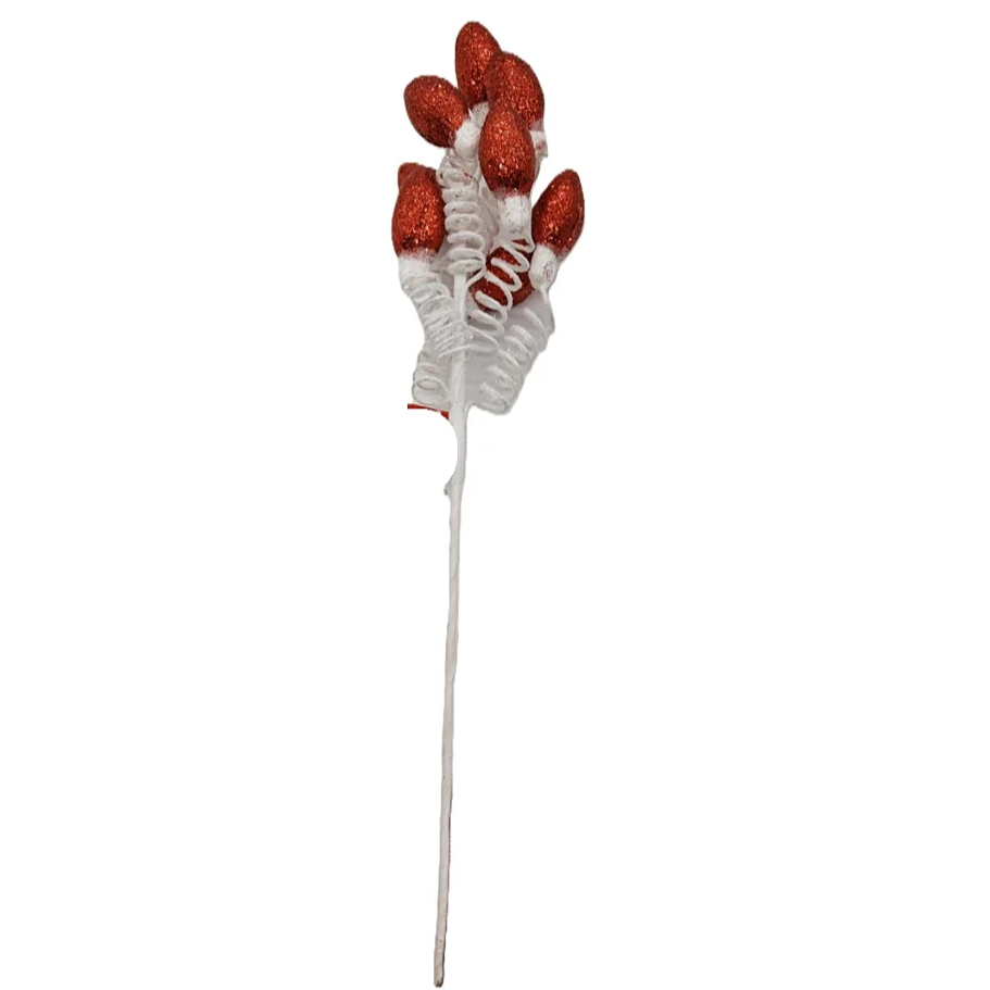 Pick Navideño Bombillos En Resorte Blanco-Rojo