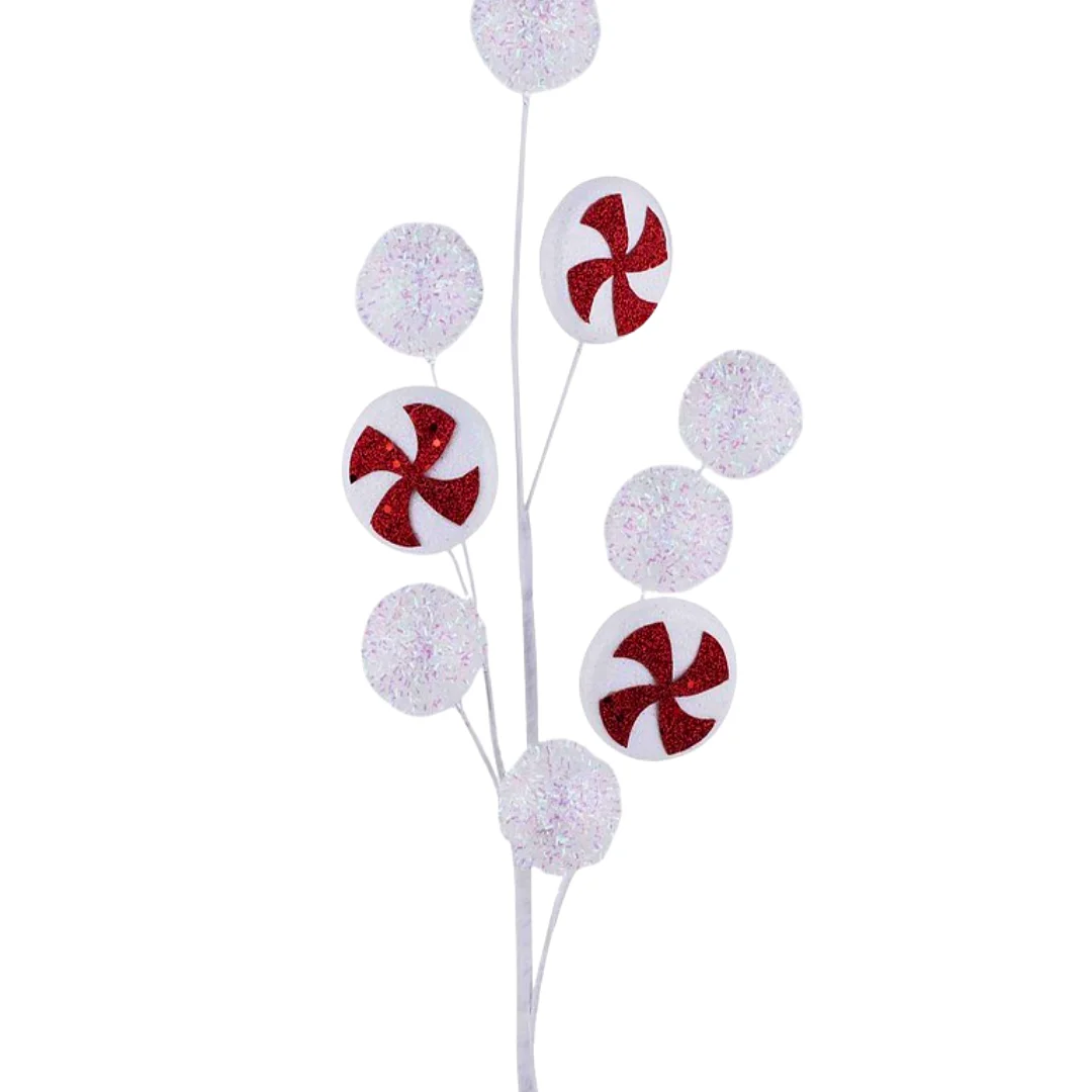 Pick Navideño Caramelo Con Esferas Blancas