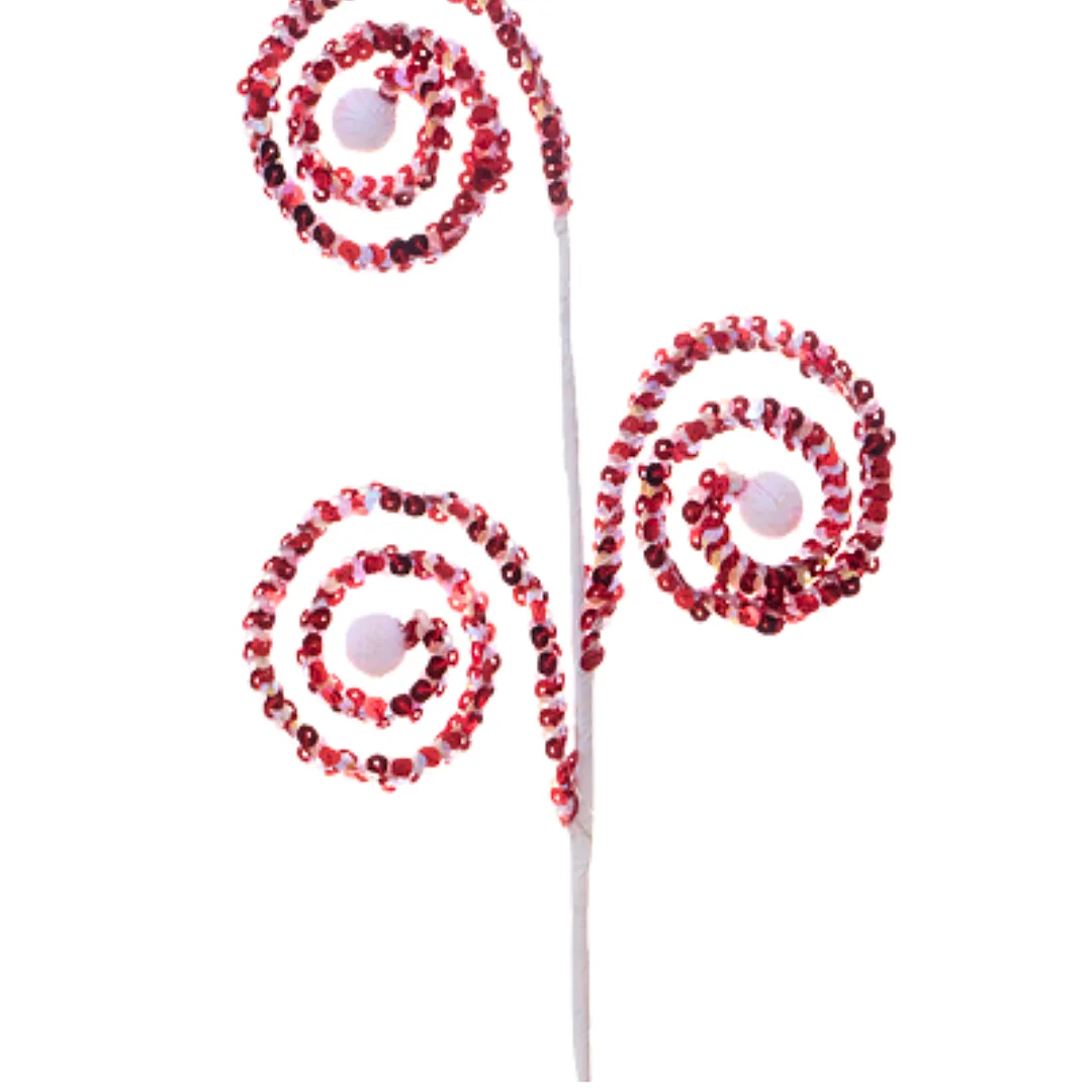 Pick Navideño Caramelo Con Lentejuelas Rojo-Blanco - Image 2