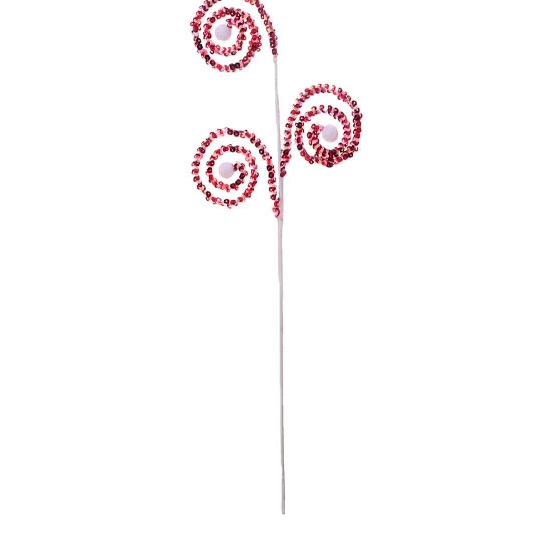 Pick Navideño Caramelo Con Lentejuelas Rojo-Blanco