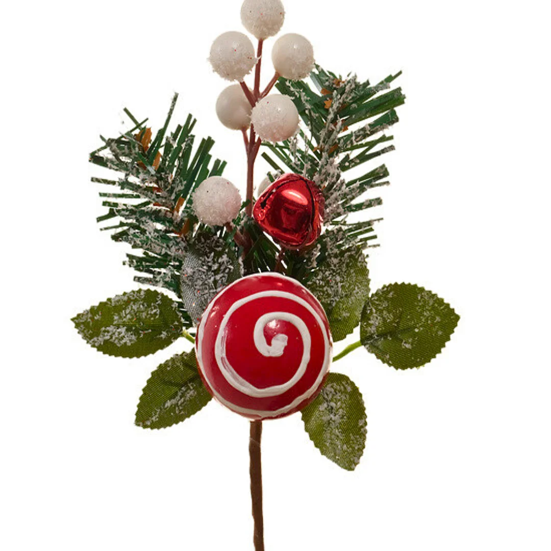 Pick Navideño Con Ramas Y Caramelo