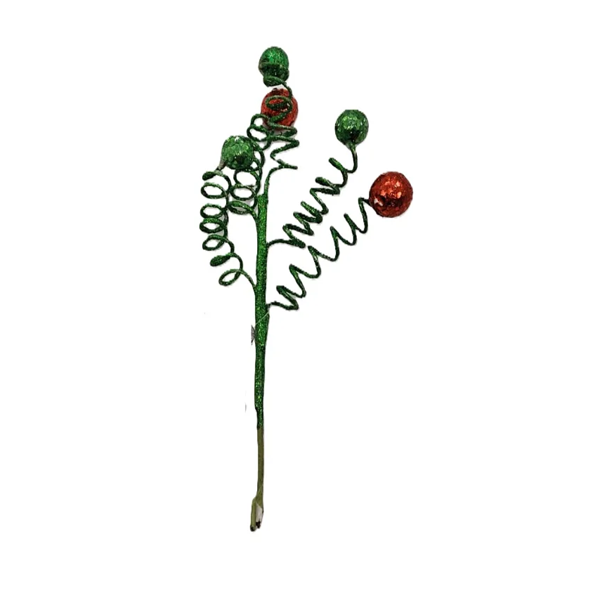 Pick Navideño Con Resorte Bolitas Verde-Rojo
