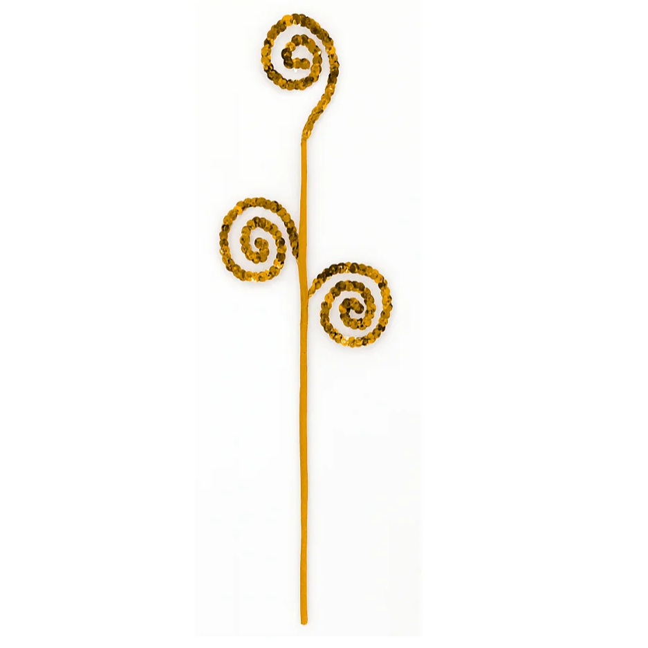 Píck Navideño Espiral Dorada Con Lentejuelas