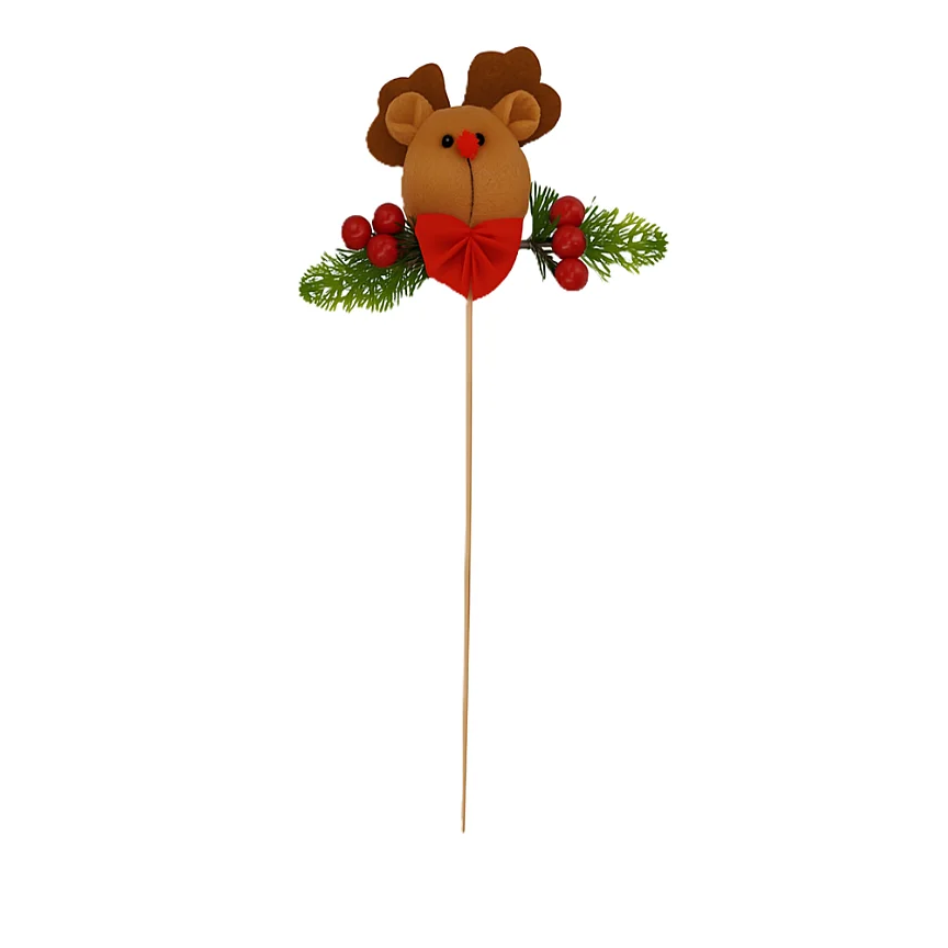 Pick Navideño Reno Con Cerezos Rojo