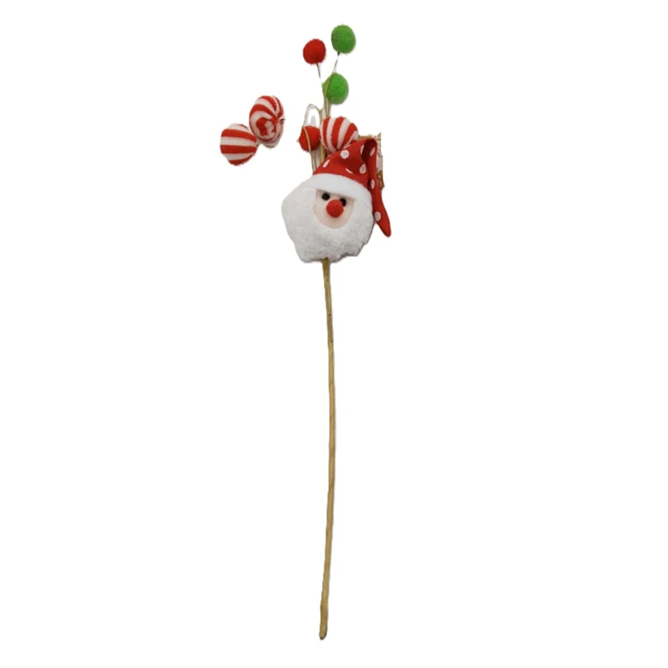 Pick Navideño Santa Nieve Con Dulces Y Bolitas Verde-Rojo