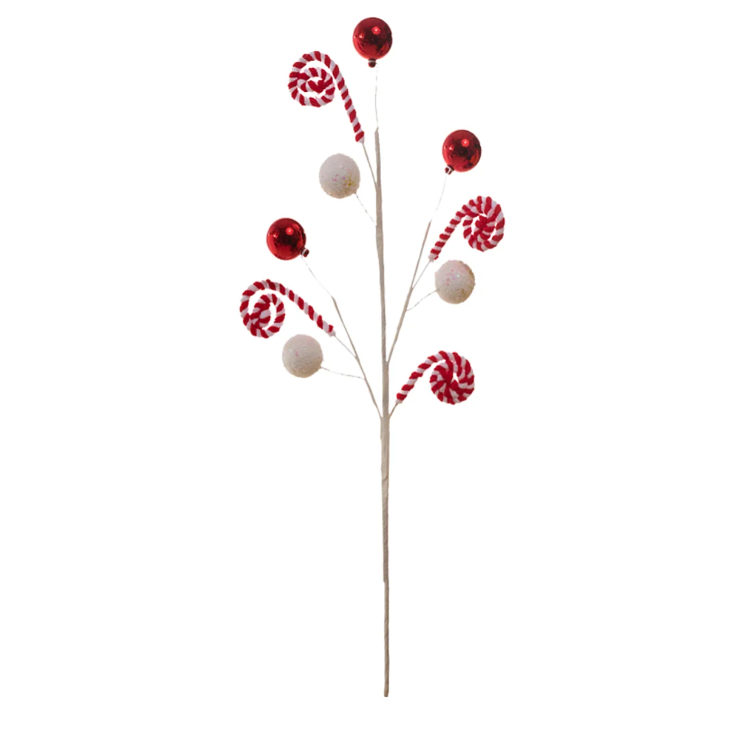 Pick Navieño Caramelo Rojo -Blanco Con Esferas