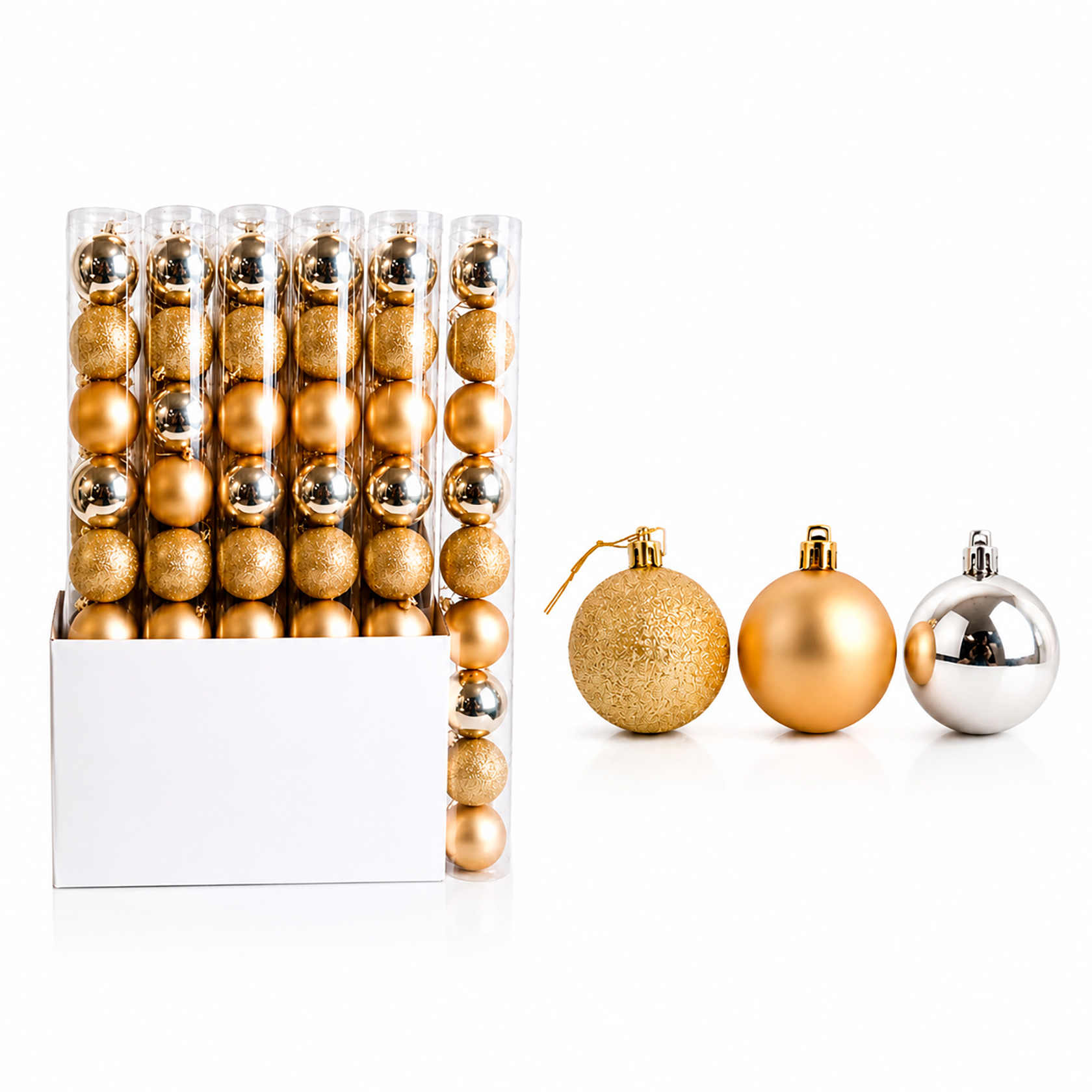 BOLA NAVIDEÑA SET/10PZ 7CM DORADO 